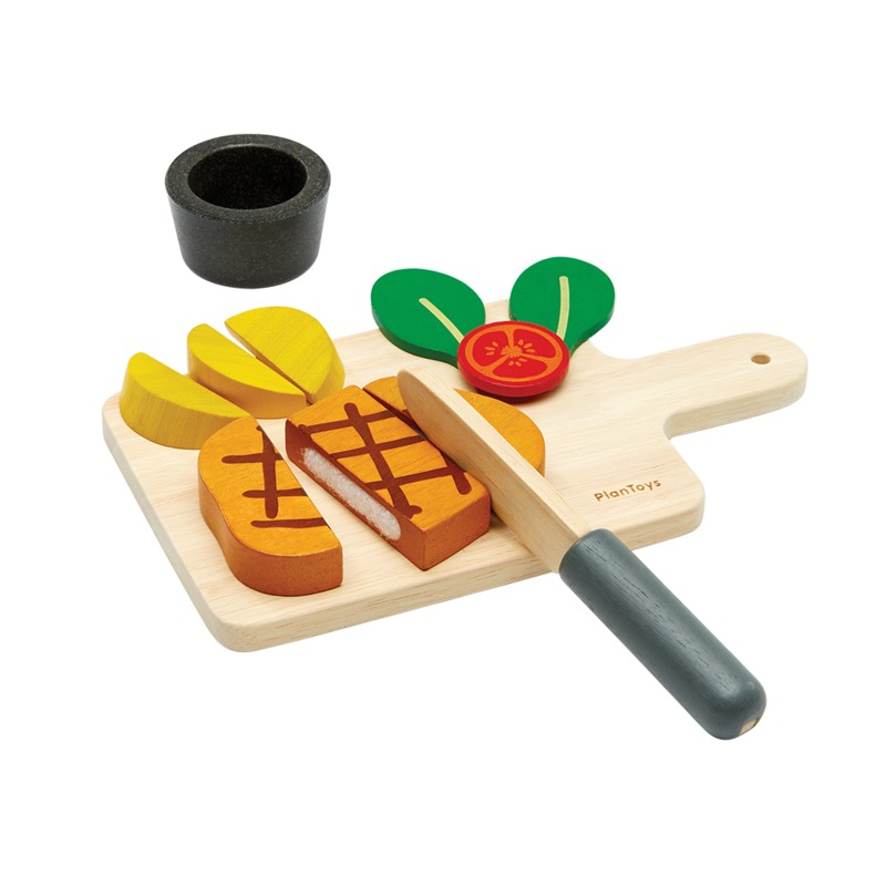 PlanToys ของเล่นไม้ 3630 Steak Set ชุดสเต็ก เสริมพัฒนาการ สำหรับเด็กอายุ 2 ปี ขึ้นไป