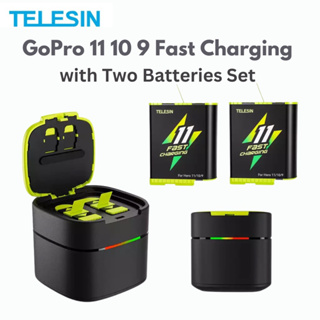 TELESIN Fast Charging Battery For GoPro Hero 11 10 9 1750 mAh Battery 2 Ways 2A Fast Charger Box TF Card Storage Gopro