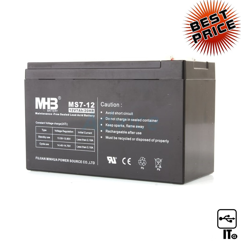 Battery 7.0Ah 12V MHB เครื่องสำรองไฟฟ้า ประกัน 1Y