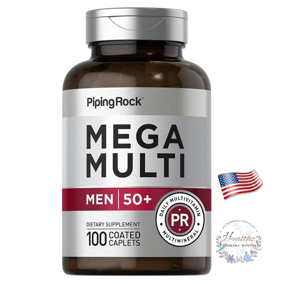 Mega Multi Vitamin Men 50 Plus 100เม็ด โฟเลต ลูทีน Ginseng NAC Turmeric Ginkgo ไบโอติน Zinc A C D E 