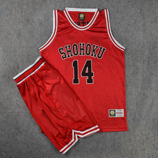 ชุดบาส Slamdunk Shohoku No.14 Mitsui สีแดง