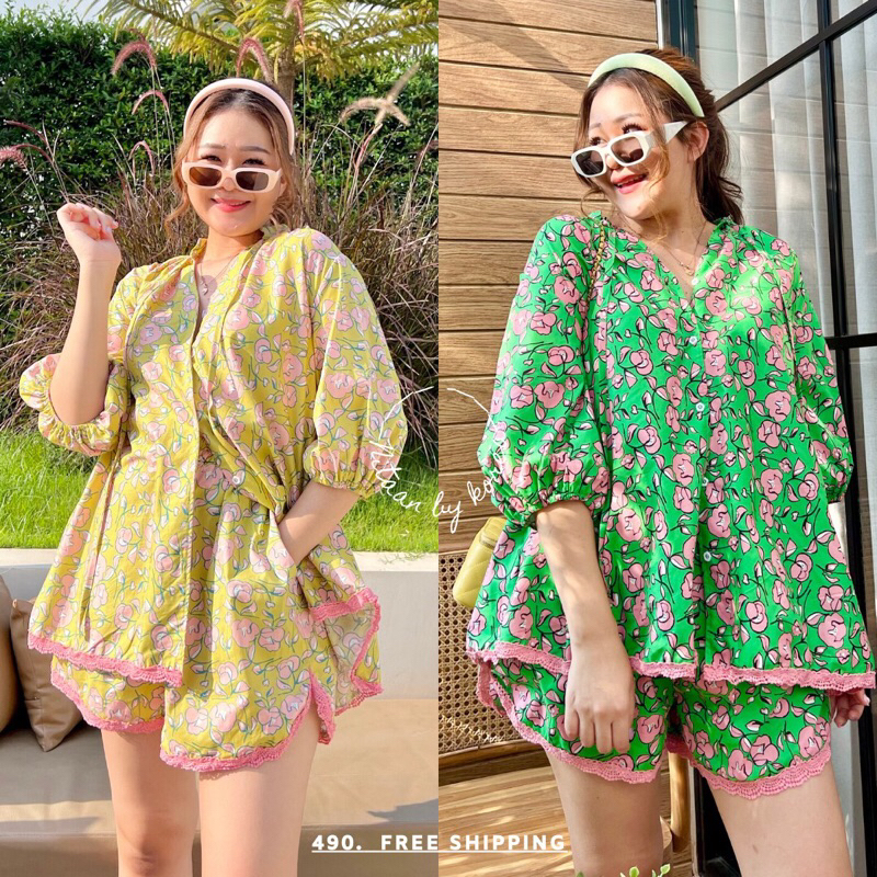 MALI SET 🌸 มะลิเซ็ต ผ้าคอตตอนซิกเนเจอร์มาแล้วค่าาา สีสดสวยทุกตรง ดีใจมากกก  เสื้อทรงคอจีน กระดุมหน้า