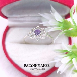 RA016 แหวนพลอยอเมทิสต์แท้ ( Amethyst ) ตัวเรือนเงินแท้ 925 ชุบทองคำขาว มีไซส์ 52,56,58,60 ไซส์อื่นมีค่าแก้ไซส์150 บาทค่ะ