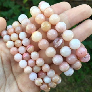 กำไลข้อมือหินนำโชค พิ้งค์โอปอล Pink Opal โอปอลสีชมพู เกรด AAA *หินแท้ ธรรมชาติ*