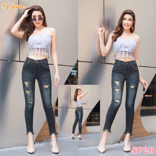 SP jeans กางเกงยีนส์ขาเดฟ 5ส่วน SP20 งานป้ายที่สวยเฉี่ยว แบบเป๊ะ ผ้านุ่ม สวมใส่สบาย