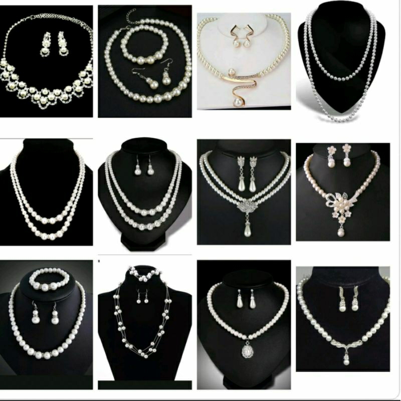 พร้อมส่ง Jewelry Set ซื้อ1ได้2 สวยหรูดี ชุดเครื่องเงินประดับมุก (สร้อยคอ/ต่างหู/สร้อยข้อมือ)ใส่ออกงาน