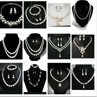 พร้อมส่ง Jewelry Set ซื้อ1ได้2 สวยหรูดี👍 ชุดเครื่องเงินประดับมุก (สร้อยคอ/ต่างหู/สร้อยข้อมือ)ใส่ออกงาน