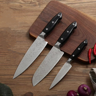 Japanese knives Chef knife Santoku knife Paring knife มีดทำครัว มีดญีปุ่นใบมีดลายเลเซอร์ดามัสกัส ด้ามไม้แท้ สินค้าคุณภาพ