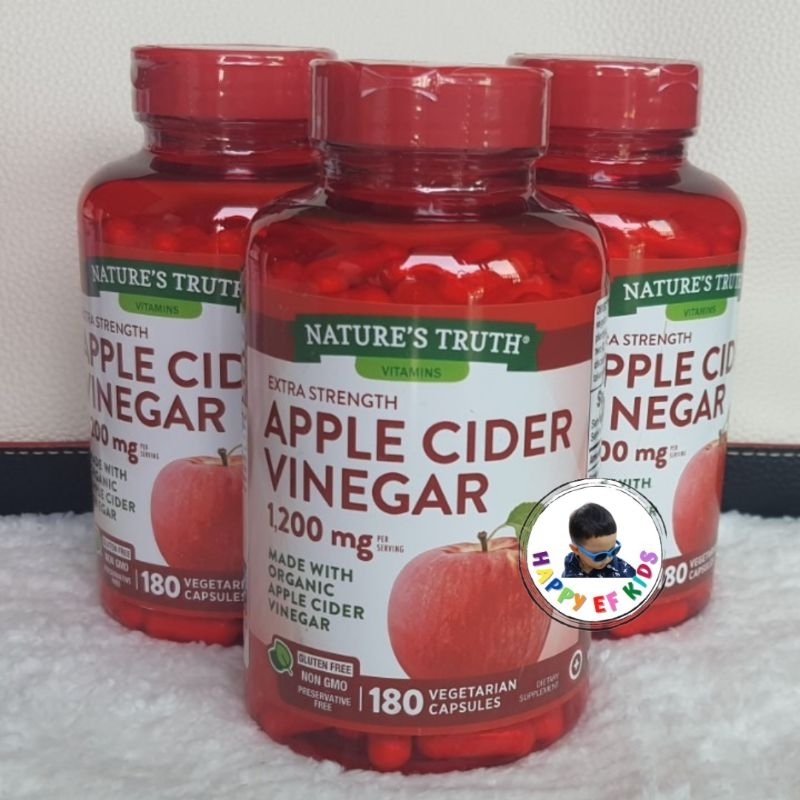 EXP.05/2025 Nature’s Truth Apple Cider Vinegar 1200 mg : น้ำส้มสายชูหมักจากแอปเปิ้ล แบบกลืนทานง่าย 180เม็ด
