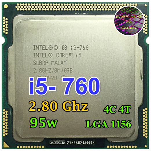 ⚡️CPU Intel Core i5-760 2.80 GHz 4คอ4เทรด 95W LGA 1156 ฟรีซิลิโคลน1ซอง i5 760