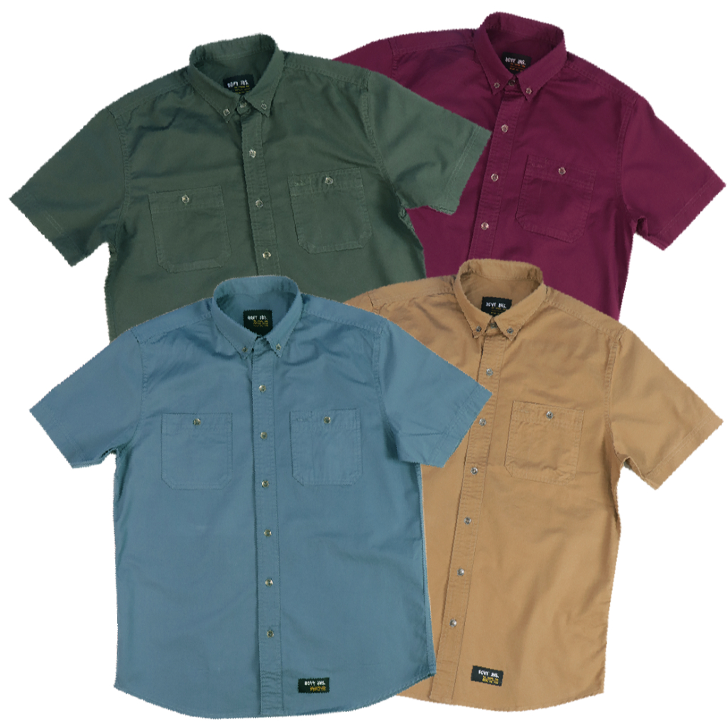 BOVYJNS SHIRT - เสื้อเชิ้ตทรงสลิมเข้ารูปลำลอง สีขาว,ดำ,เลือดหมู,ขี้ม้า,กากีทอง BAS3900