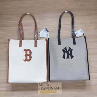 ของแท้ 💯% MLB Basic Canvas Vertical Tote Bag กระเป๋าสะพายข้างใบใหญ่สีดำ🖤 /สีขาวน้ำตาล 🤎