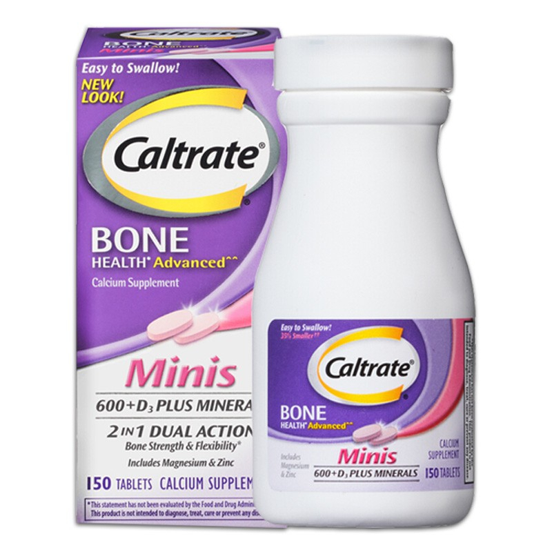 Caltrate แร่ธาตุ แคลเซียม สุขภาพกระดูก สหรัฐอเมริกา Mini 600+D3 Plus Minerals Calcium 150 Tablets
