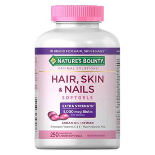 Nature bounty Hair skin Nails 250 เม็ดExp.08/2024 with biotin 5000 mcg