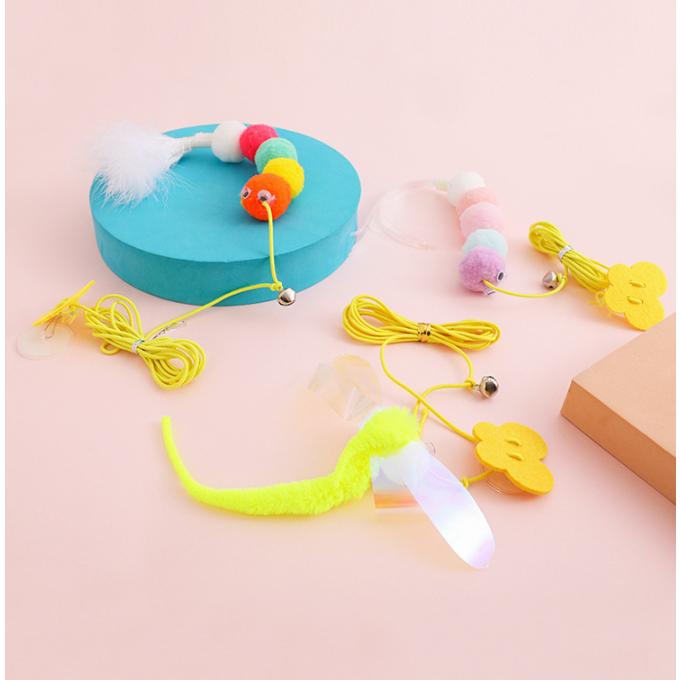 Ming ของเล่นแมวยืดได้ ไม้ตกแมวแบบแขวน  ไม้ล่อแมวสปริง สุ่มลาย พร้อมส่ง - รูปที่ 2