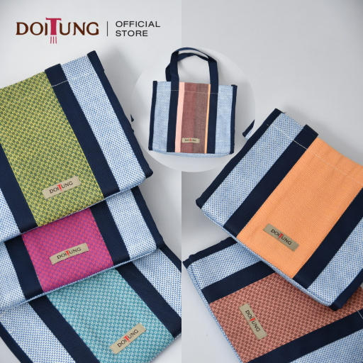 DoiTung TOTE BAG S (STD) Blue Mix stripe 19x24x20 cm.