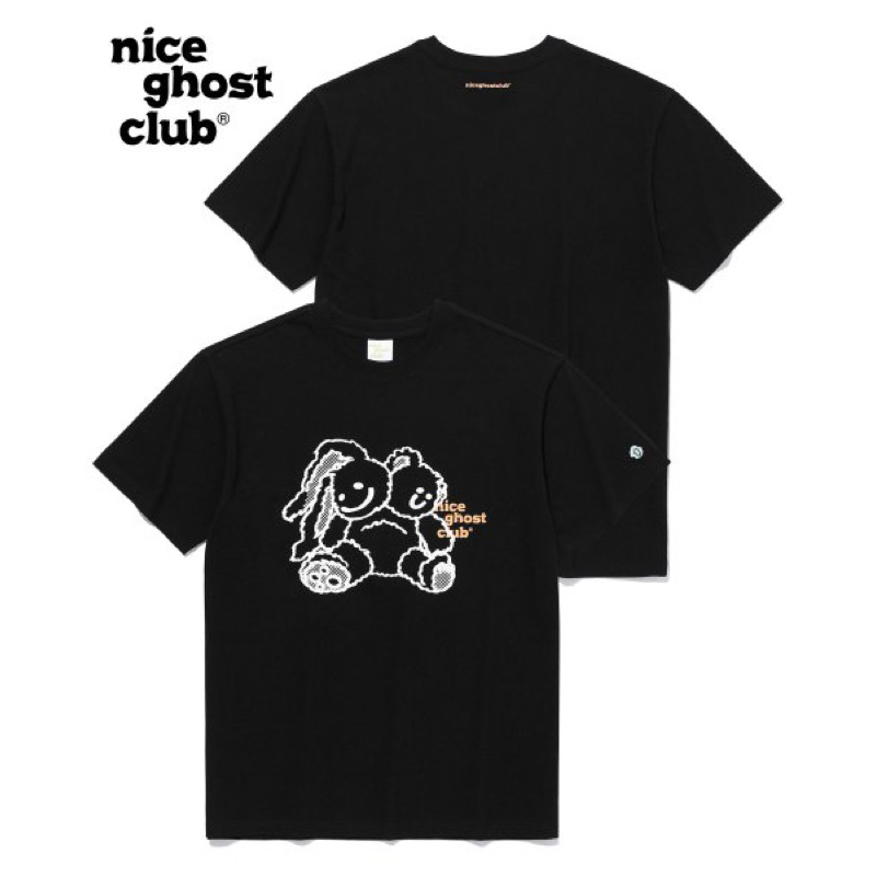 (พร้อมส่ง) แท้🇰🇷💯 Nice Ghost Club : BUNNY BEAR LOGO T-SHIRT_BLACK