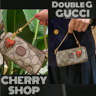 🆕กุชชี่🍒Gucci แท้💯 Coin purse with Double G strawberry🍒กระเป๋าใส่เหรียญ สตรอเบอร์รี่