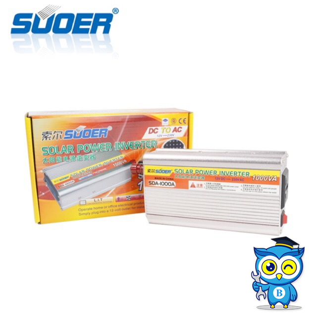 SUOER อินเวอร์เตอร์  12V1000VA (550W)  12V to 220V "SUOER" SDA-1000A