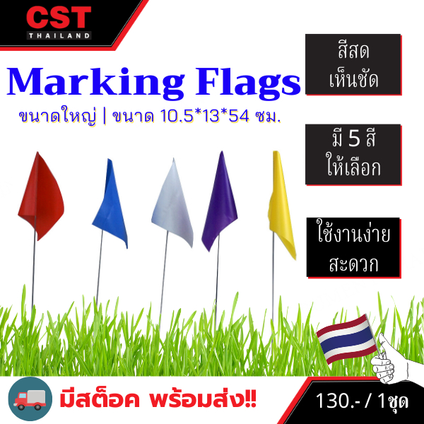 ธงสำรวจ (Marking Flags) ผืนใหญ่ แพ็ค 10 ชิ้น ราคา ถูกที่สุด ดีลบีเคเค รูปภาพหลัก