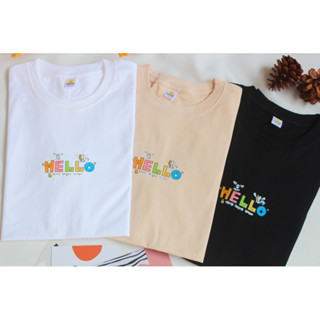 🌷 พร้อมส่ง 🌷 เสื้อยืดโอเวอร์ไซส์ สกรีนลาย “HELLO” ผ้าคอตตอน 100% เสื้อOversize