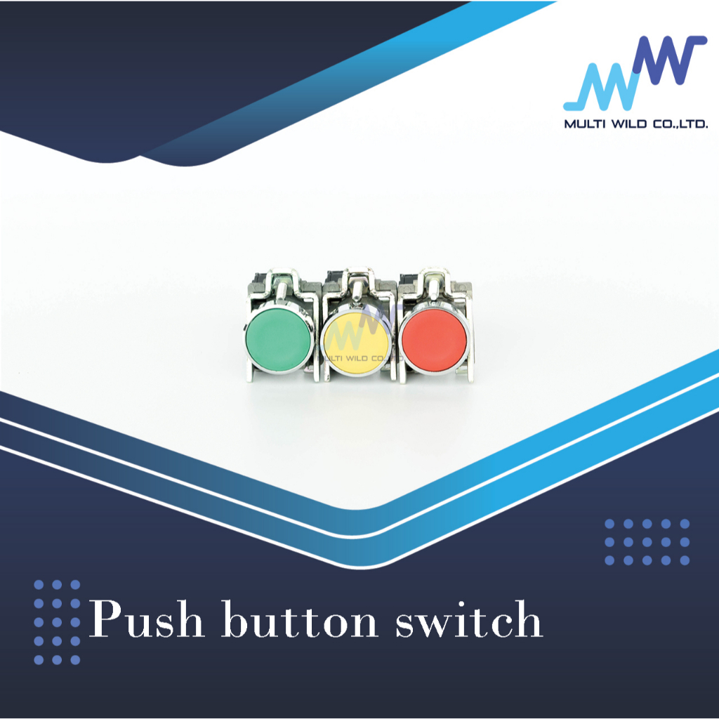 สวิตซ์ปุ่มกดหัวเรียบ Push Button Switch R Y G  ขนาดรู 22มิล XB4BA42, XB4BA51, XB4BA31