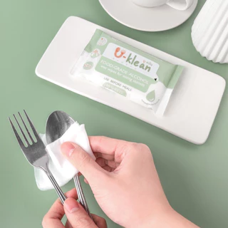 [20แผ่น x 5ซอง] ทิชชู่เปียกเช็ดช้อนส้อม U-klean 75% FOOD-GRADE alcohol wet wipes
