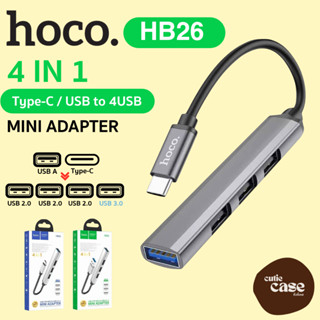 ฮับต่อพ่วงเพิ่มช่อง USB  HocoHB26  Hub USB 4in1 Adapter สำหรับโอนถ่ายข้อมูล และเชื่อมต่ออุปกรณ์เสริม