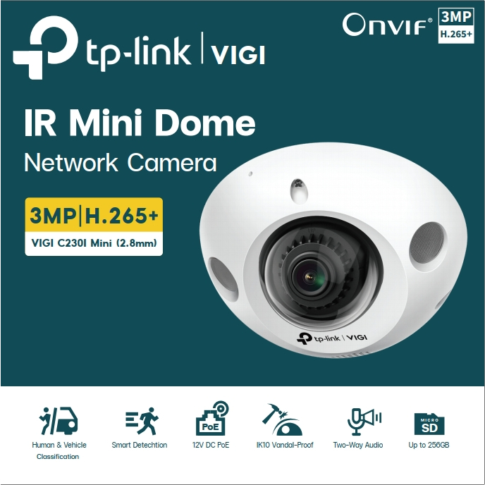 TP-LINK VIGI C230I Mini 3MP IR Mini Dome Network Camera
