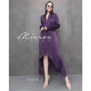 🔖ป้าย MirrorSister #10514.2 เดรสเชิ้ตยาว SaRaBeLLe Silk SHiRT DRESS ใส่สบาย สวยทุกสี ผ้าซิลล์ Silk เดรสเชิ้ต คอปก วีแหลม