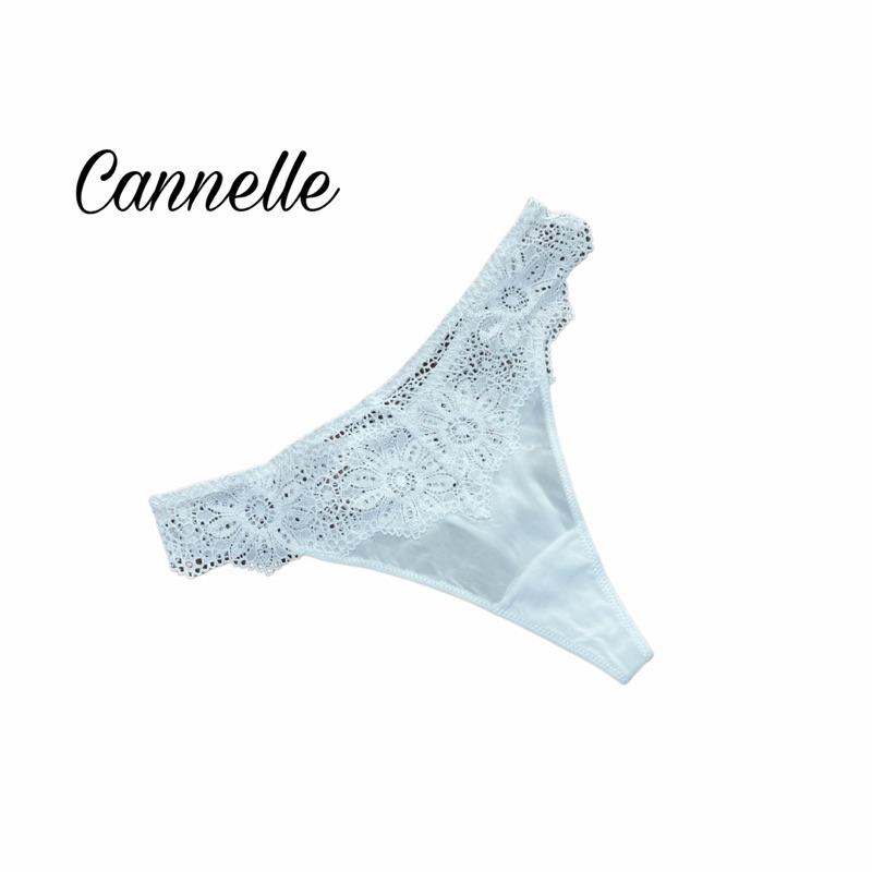 Cannelle Lingerie Panty กางเกงชั้นในลูกไม้เซ็กซี่สีขาว G string ผ้าดีงานส่งออก  Thong จีสตริง