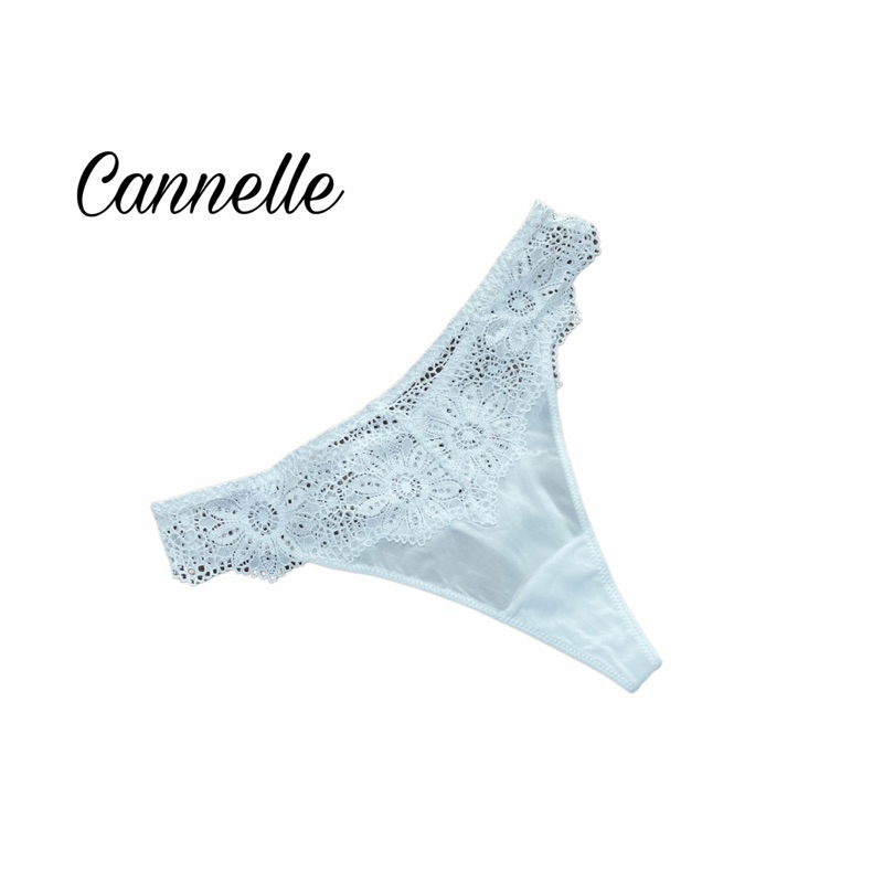 Cannelle Lingerie Panty กางเกงชั้นในลูกไม้เซ็กซี่สีขาว G string ผ้าดีงานส่งออก Thong จีสตริง S