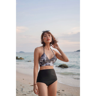 High Waist - reversible : Black Glacier กางเกงว่ายน้ำบิกินี่เอวสูง (ใส่ได้ 2 ด้าน)