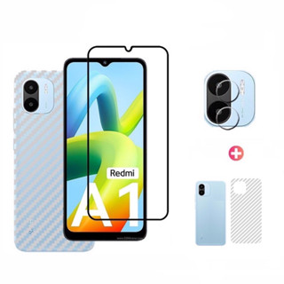 🇹🇭ฟิล์ม3in1  Xiaomi Redmi A1 ฟิล์มเลนส์กล้อง + ฟิล์มกระจกเต็มจอ+ ฟิล์มหลัง ฟิล์มกันกระแทกขอบดำ