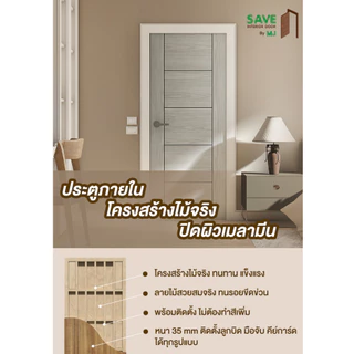 [🔥Hot] SAVE ประตู ภายใน รุ่น M1 ปิดผิวเมลามีน โครงสร้างไม้จริง ขนาด 80*200/90*200/80*180 cm
