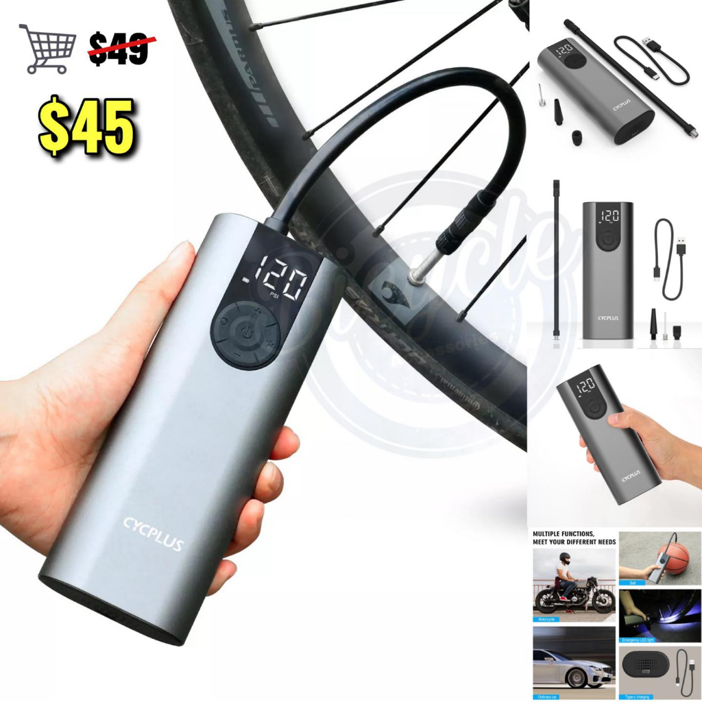 Cycplus A8 ปั๊มลมไฟฟ้าพกพา แรงดันสูง 150 PSI แบตเตอรี่ 2600 mAh