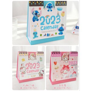 kitty mymelodyปฏิทินตั้งโต๊ะการ์ตูน2023แบบ2ด้านจดบันทึกได้