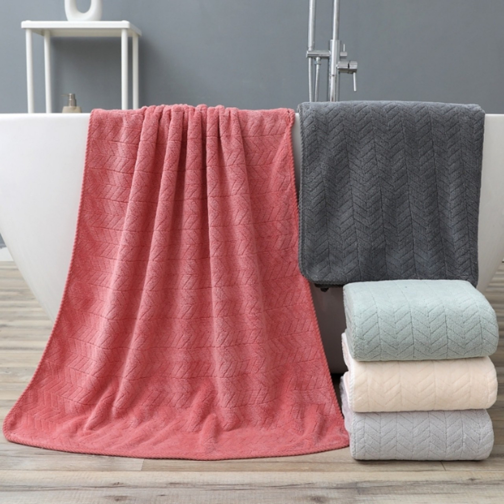 ❤ ผ้าเช็ดตัว ขนแกะเทียม ผ้าขนหนู ผืนใหญ่ 70×140 ซม. นุ่มฟู นาโน สีพื้น เกรด A พรีเมี่ยม ❤