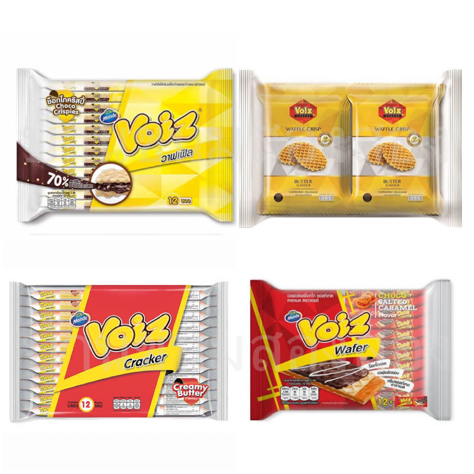 Voiz ขนม วอยซ์ ยกแพ็ค 12ซอง แครกเกอร์ ครีมมี่บัตเตอร์ วาฟเฟิล กรอบ หอม ทานเพลิน