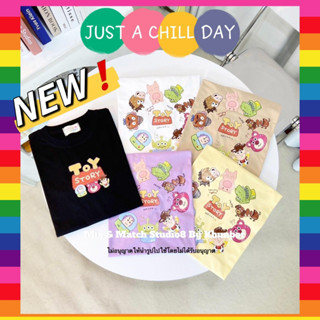 เสื้อยืดโอเวอร์ไซส์ ป้าย JUST A CHILL DAY ผ้าคอตตอนนุ่มๆ ใส่สบายๆ งานสกรีน DFT คมชัดไม่แตก สีสวยๆลายน่ารักๆ พร้อมส่ง