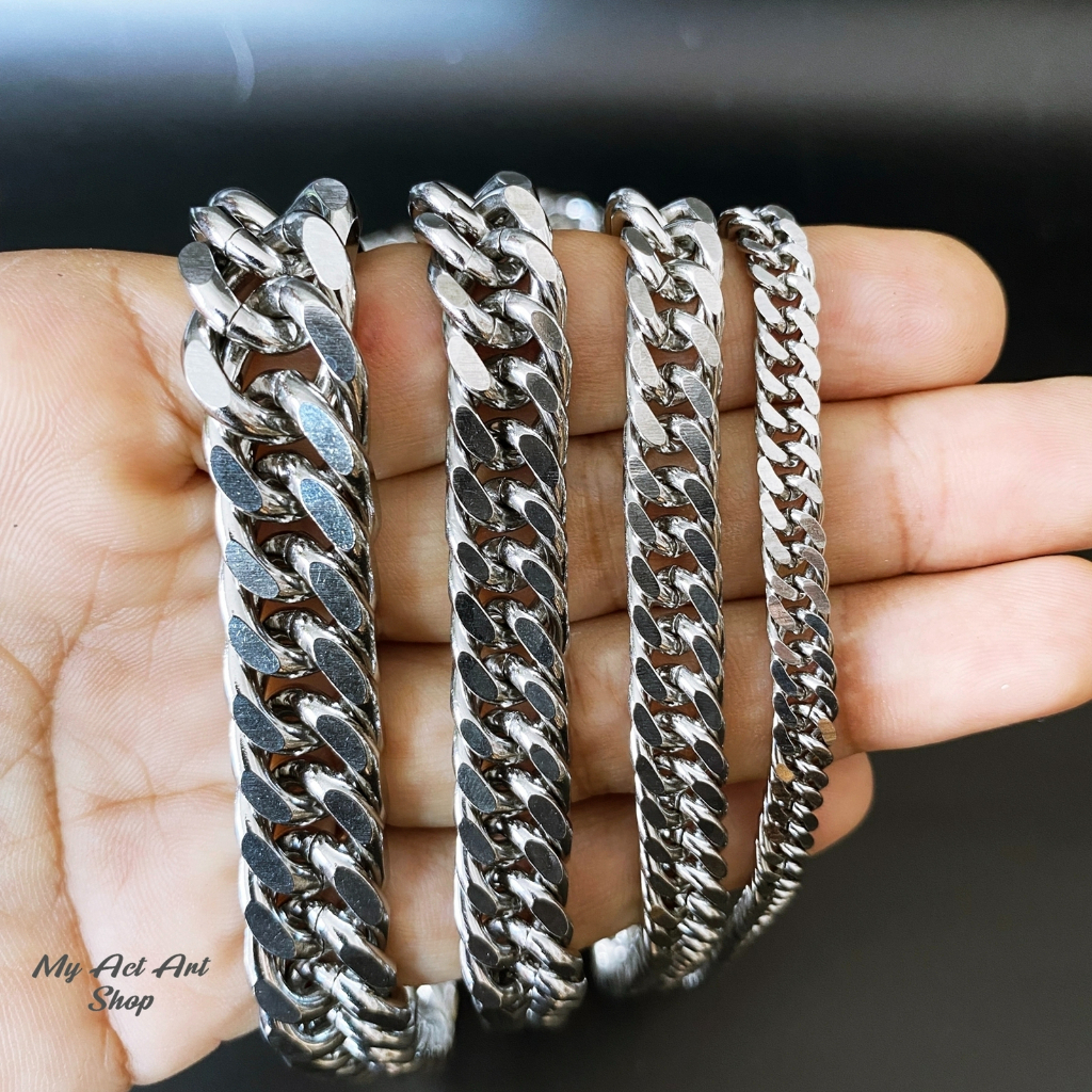 สร้อยคอ No.2 6-12mm เลสสร้อยคอ สร้อยโซ่ แสตนเลสแท้ ไม่ลอกไม่ดำ ใส่อาบน้ำได้ Stainless Steel 100%