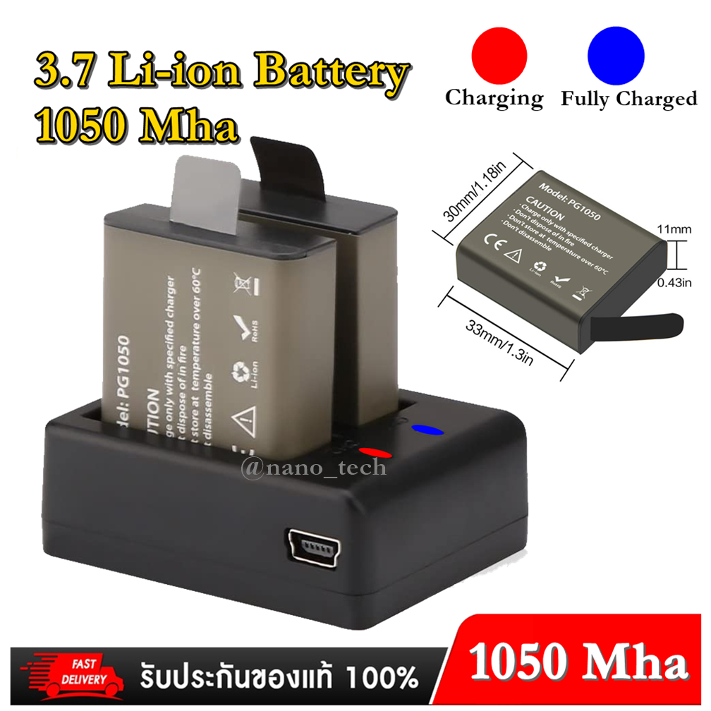 แบตเตอรี่ PG1050 Battery + Dual Charger For EKEN H9 H9R H3R H8R H8PRO H8 For SJCAM SJ4000 SJ 4000 SJ