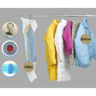 Hanging Vacuum Storage Bag (Size 105 x 70 cm) ถุงสูญญากาศ ถุงใส่สูท ถุงใส่เสื้อกันหนาว ถุงซีนสูญญากาศ ขนาดใหญ่ T0721