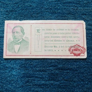 ธนบัตร เม็กซิโก Oaxaca 1 Peso 1915 ผลิตปีเดียว หายาก