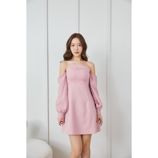 Pirunya - Mini Dress 28 เดรสสั้น มินิเดรส โบว์เพชร แขนยาว