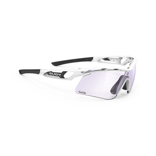 Rudy Project รุ่น Tralyx+ Slim White Gloss / ImpactX Photochromic 2 Laser Purple แว่นกันแดดตีกอล์ฟเลนส์ปรับแสงอัตโนมัติ