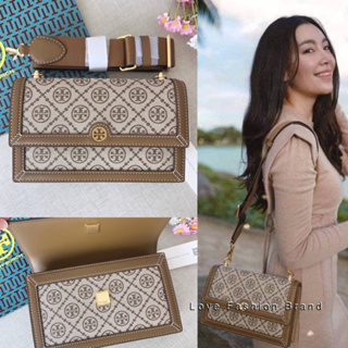 👑ผ่อน0%~แท้100%👑 81000 กระเป๋าสะพาย Tory Burch T Monogram Jacquard Mini Crossbody Stye No.81000