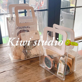 KiwiStudio กระเป๋าถือใบเล็ก กระเป๋า pvc กระเป๋าใส ถุงอเนกประสงค์ กระเป๋าโท้ทความจุขนาดใหญ่สไตล์ ins（108）