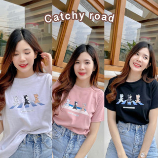 Jarika.shop - เสื้อยืดลาย catchy road ( งานป้าย.. Jarika ) ( จ96 )