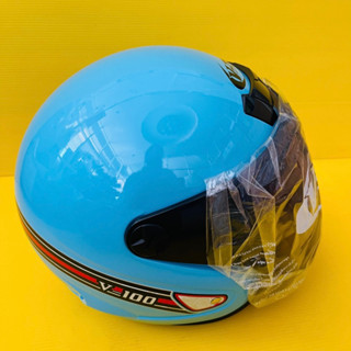 หมวกกันน็อค V-100 V-tech(เต็มใบ) สีฟ้า